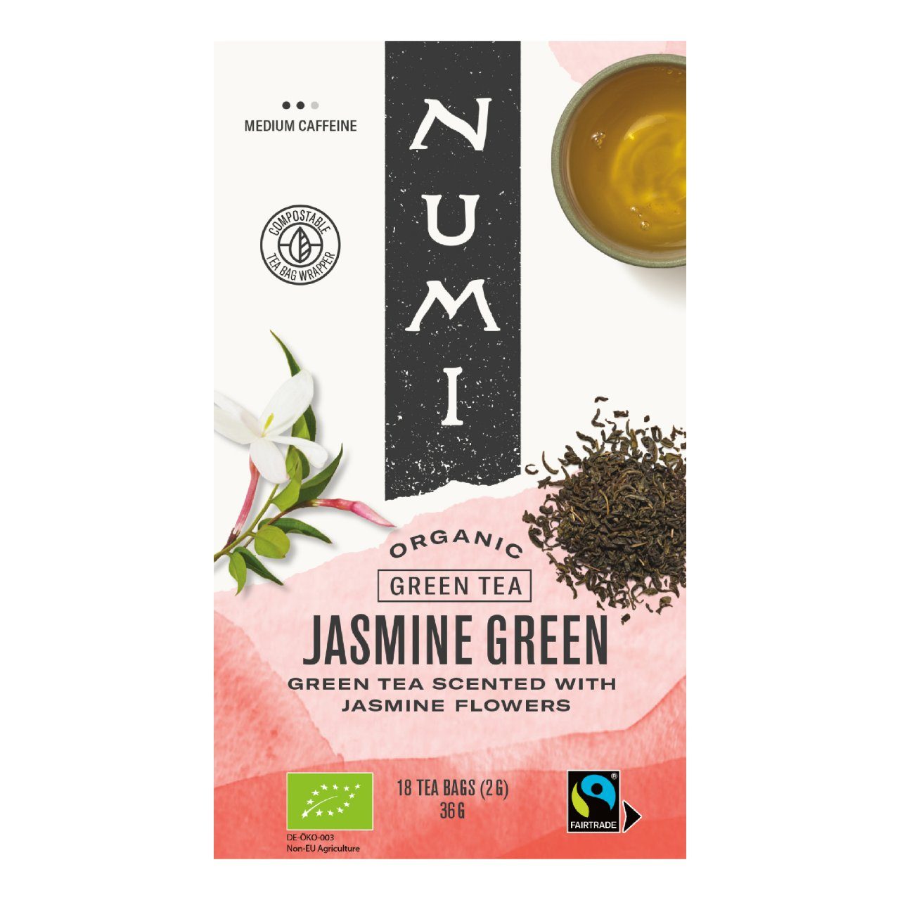 timer amateur Gevoelig Numi Jasmine green tea bio Pakje 18 stuks x 2 gram | dekweker.nl
