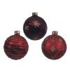 Kerstballen rood, met gouden glitters